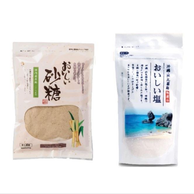 日本自然發酵 - 沖繩波照間島原蔗糖 + 日本自然発酵 鹽 套裝